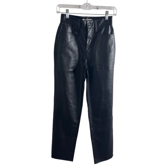 Madewell The Perfect Vintage Straight Jean Faux‎ Leather Edition Black sz 23 NWT - Picture 4 of 13